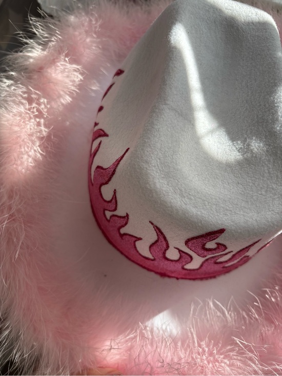Pink Flame Western Cowboy Hat Feather Boa Rhinestone Fringe main image 16